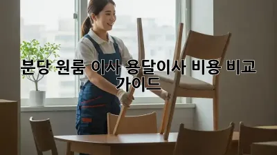 분당 원룸 이사, 용달이사 비용 비교 가이드